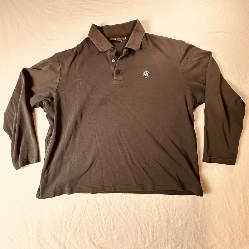 BMW Mens XL Black Long Sleeve Cotton Pullover Holes Stains Cheap